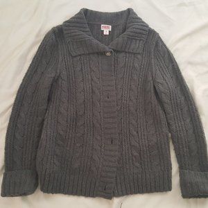 Dark Grey Cable Bulky Knit Cardigan Excellent cond